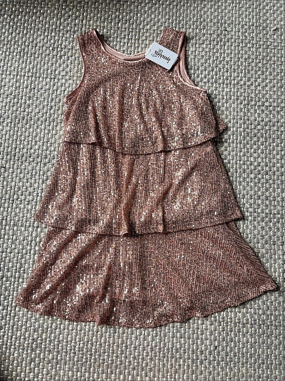 Speechless Girls' Pink Sequin Tiered Dress NWT